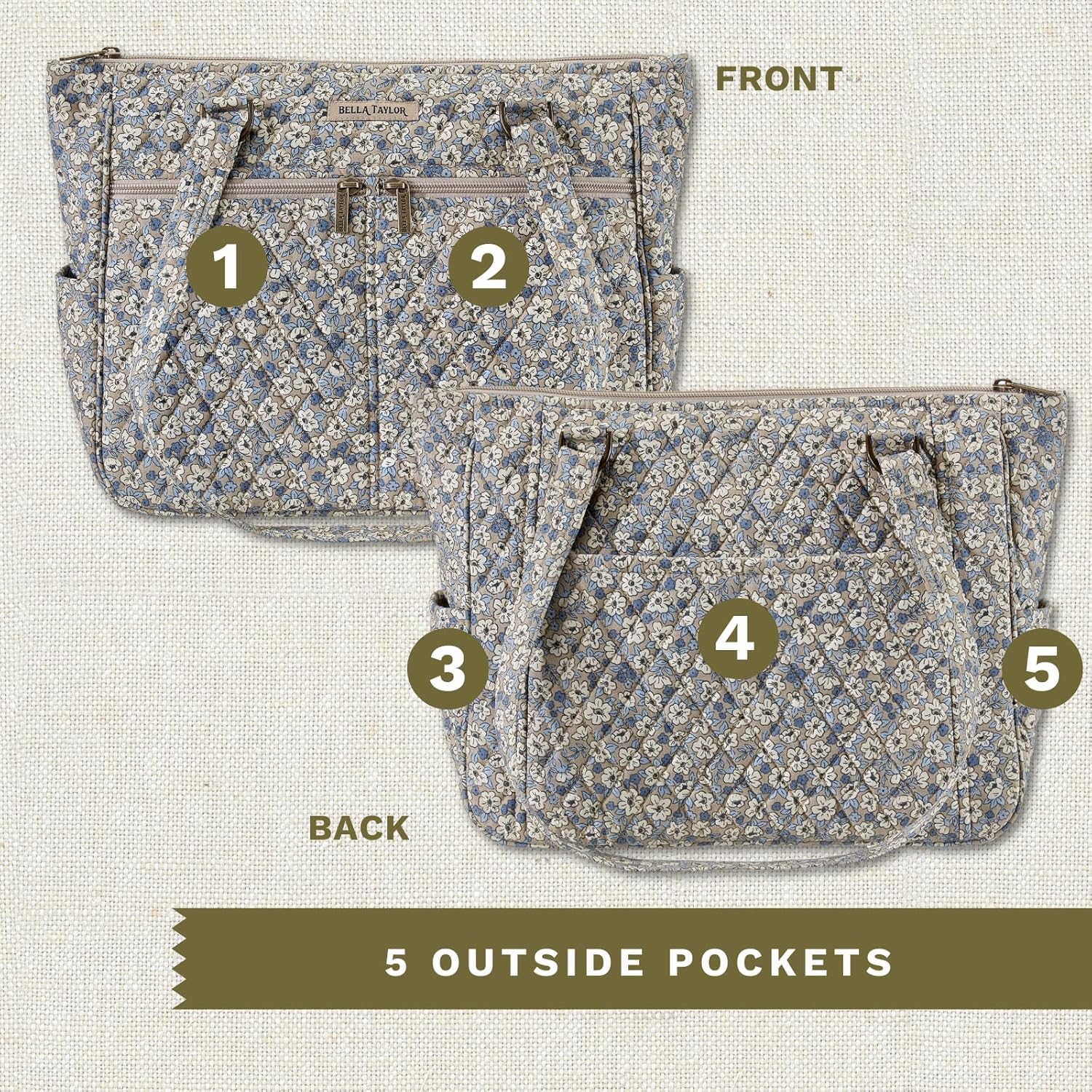 Bella Taylor Everyday Tote | Lightweight Quilted Fabric Handbags for Women - Image 5