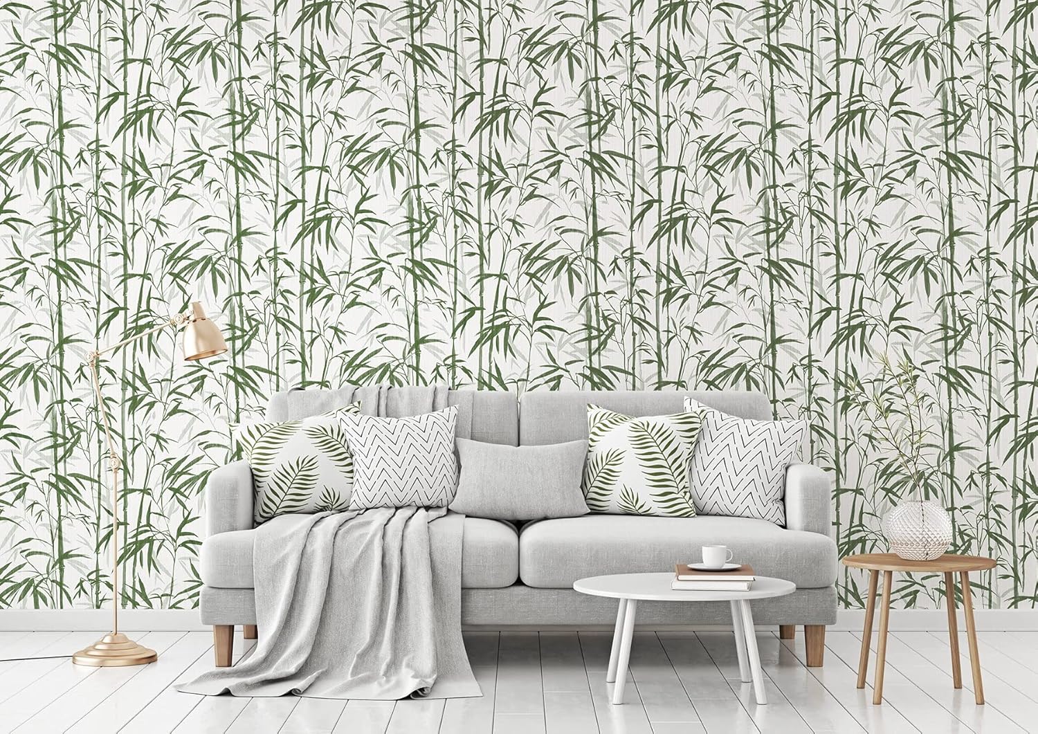 A.S. Création Michalsky Living Change is Good 379893 Bamboo Wallpaper Tropical Bold Bamboo Non-Woven Wallpaper Cream Green Matt Fine Textured