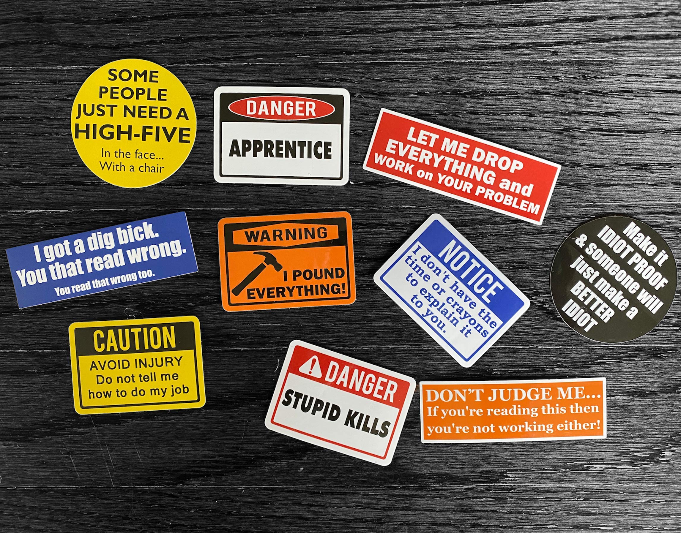 10Pack of Funny Hard Hat Stickers. These Vinyl Decals are Awesome