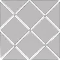 SweetJojoDesigns Solid Grey Fabric Memory Photo Bulletin Board - 13x13 Inch Ribbon Memo Board for Stylish Home Decor