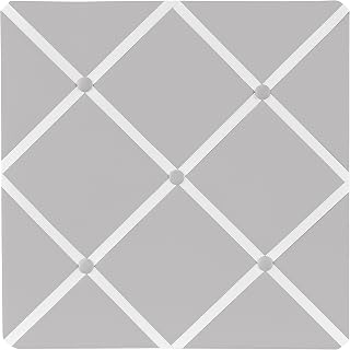 SweetJojoDesigns Solid Grey Fabric Memory Photo Bulletin Board - 13x13 Inch Ribbon Memo Board for Stylish Home Decor
