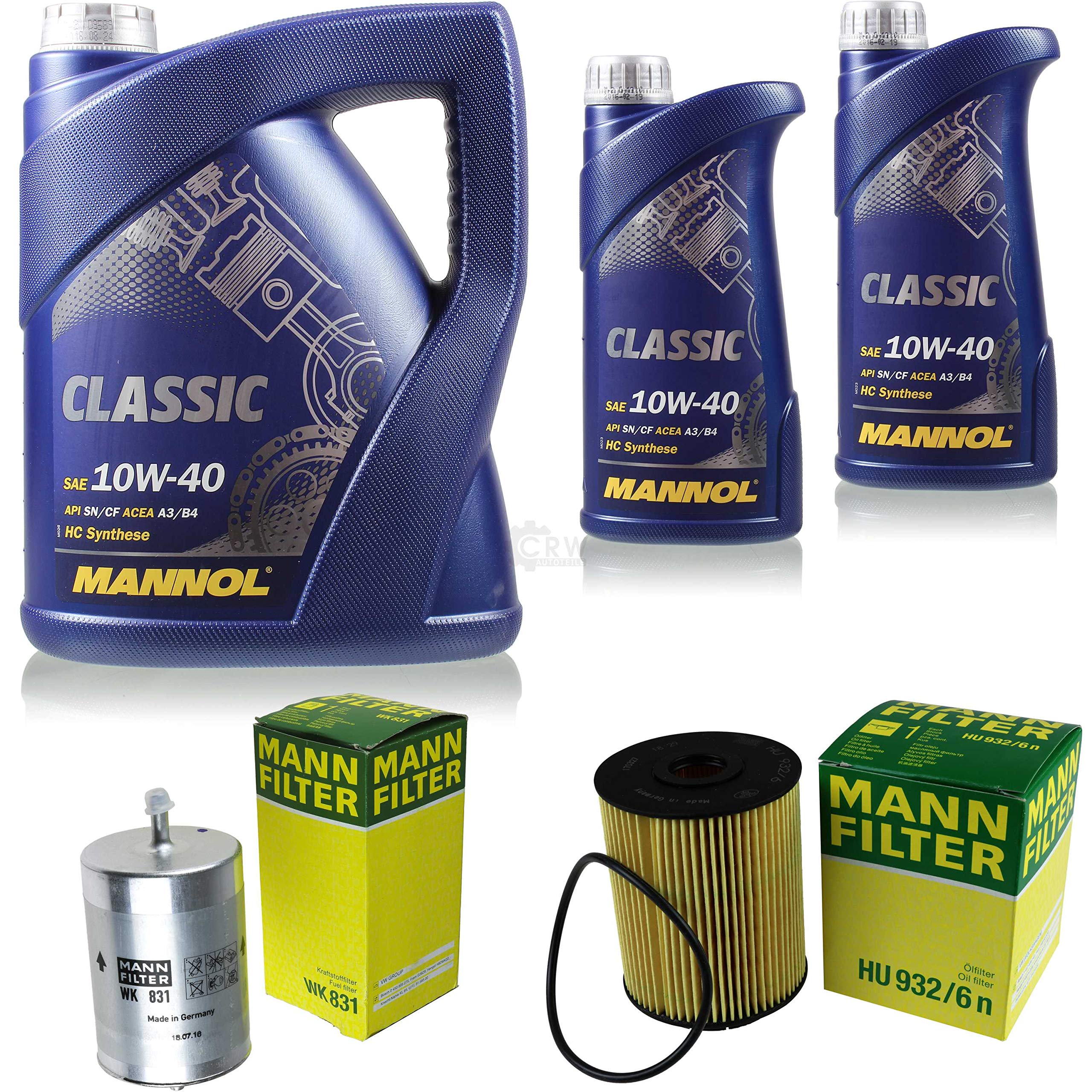 QR-Parts Kit 85461058 MN7501-5 MN7501-1 HU 932/6 n WK 831 7 L Classic 10W-40 + paquete de filtros MANN 10934238