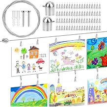 Windspeed Kids Artwork Display Wall Decor for Hanging Photo Kids Art Display for Classroom, with 118 in Alloy Steel Wire, 48P Hanging Clips
