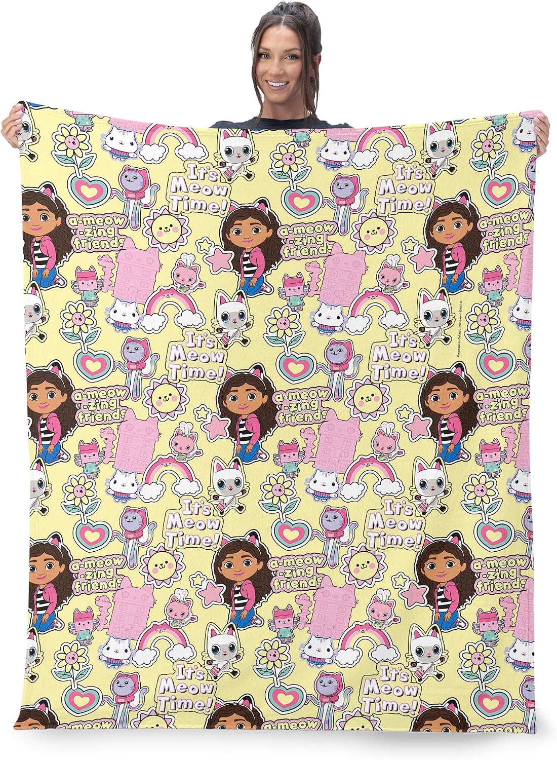 Northwest Universal Gabby's Dollhouse It's Meow Time Silk Touch Sherpa Throw Blanket, 50x60 inches