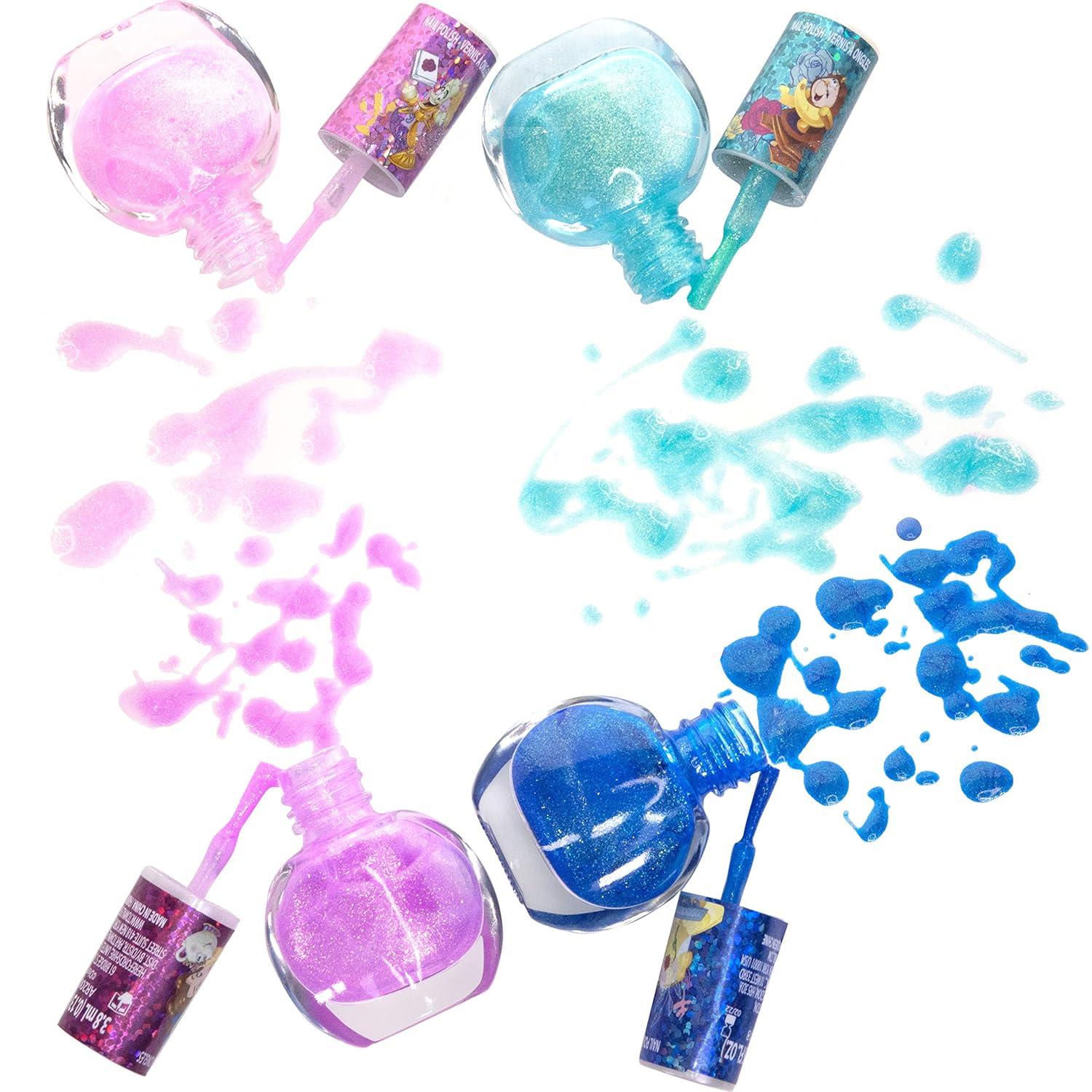 Disney Princess - Townley Girl Belle Non-Toxic Peel-Off Water-Based Natural Safe Quick Dry Nail Polish |Gift Kit Set for Kids Girls, Glittery and Opaque Colors| Ages 3+ (18 Pcs) : Beauty & Personal Care