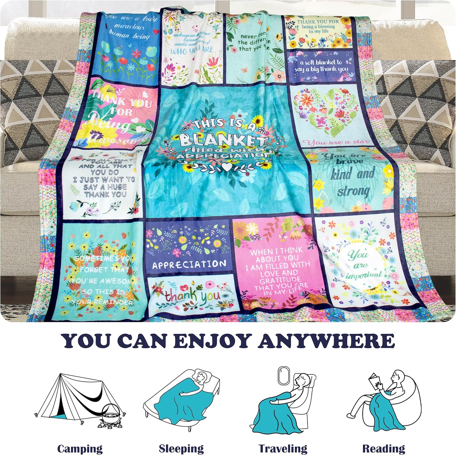 Thank You Gifts for Women, Appreciation Birthday Inspirational Gifts for Women, Soft Throw Blanket 60"x50" - Image 5