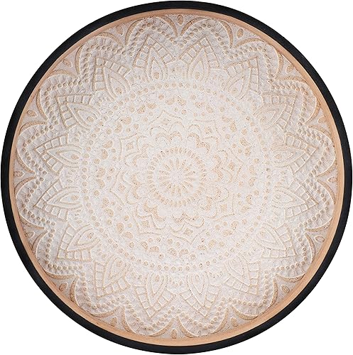 Bandeja redonda de madera para decoración bandeja decorativa rústica de Navidad centros de mesa de cocina bandeja otomana floral para encimera de