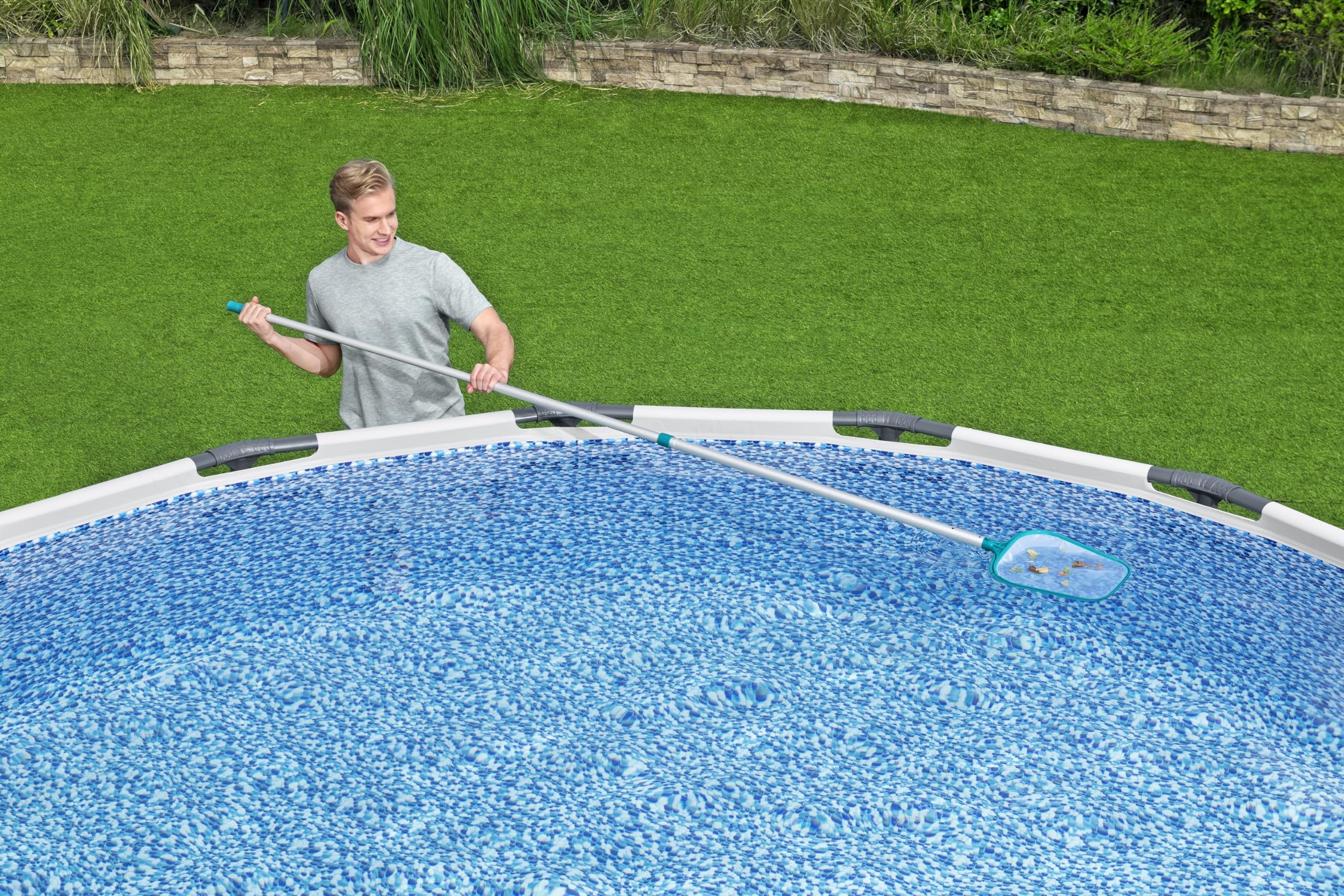 Bestway 58234 Pool - Reinigungsset Vakuum-Sauger und Kescher Blau 280 x 27 x 2.5 cm