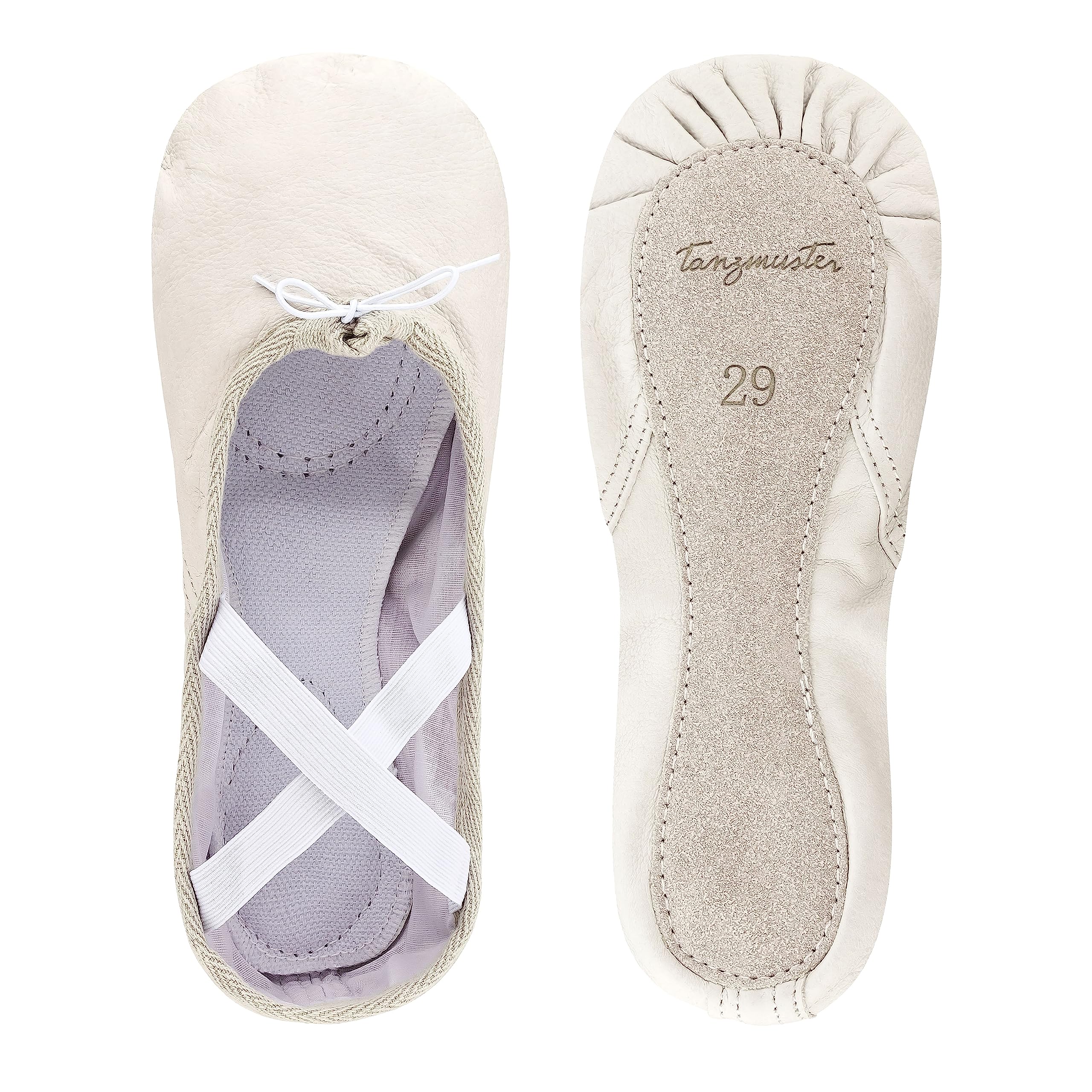 tanzmuster Ballettschuhe Mädchen und Damen - Sasha - Leder - ganze Ledersohle - Gr. 22-45 - Ballettschläppchen für Kinder und Erwachsene - Tanzschuhe fürs Ballett