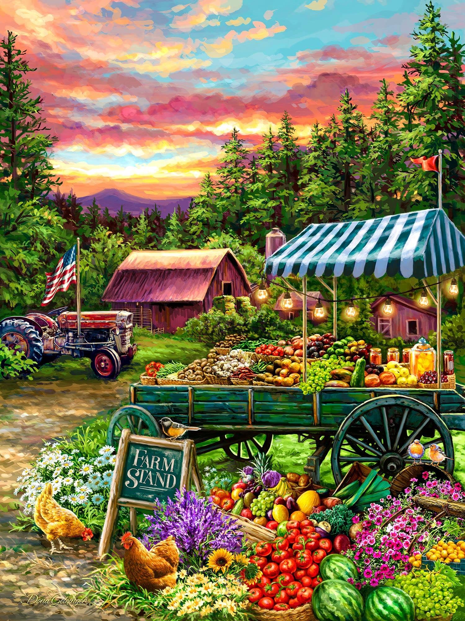 Springbok The Fruit Stand 500 Piece Jigsaw Puzzle for Adults - Farmers Market on The Road - Unique Cut Pieces - Made in USA