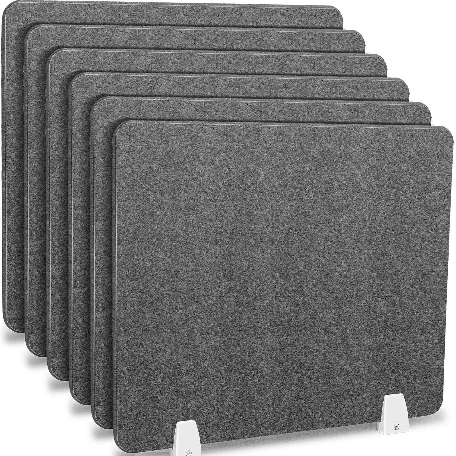 GJZQDKX 6 Pack Freestanding Desk Dividers - 20x24 Inch Acoustic Felt Privacy Panels for Office & Study - Soundproof Noise-Reducing Visual Distraction Bers (Gray)