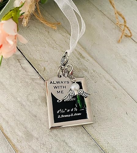 Miniatura 2 de Espejo retrovisor colgante o ramo conmemorativo de boda con texto en inglés "Always With You" (Esmeralda)