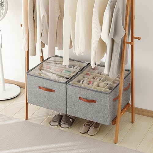 Miniatura 7 de Organizador de zapatos para armario, contenedores plegables grandes de almacenamiento de zapatos con cubierta transparente, particiones extraíbles y