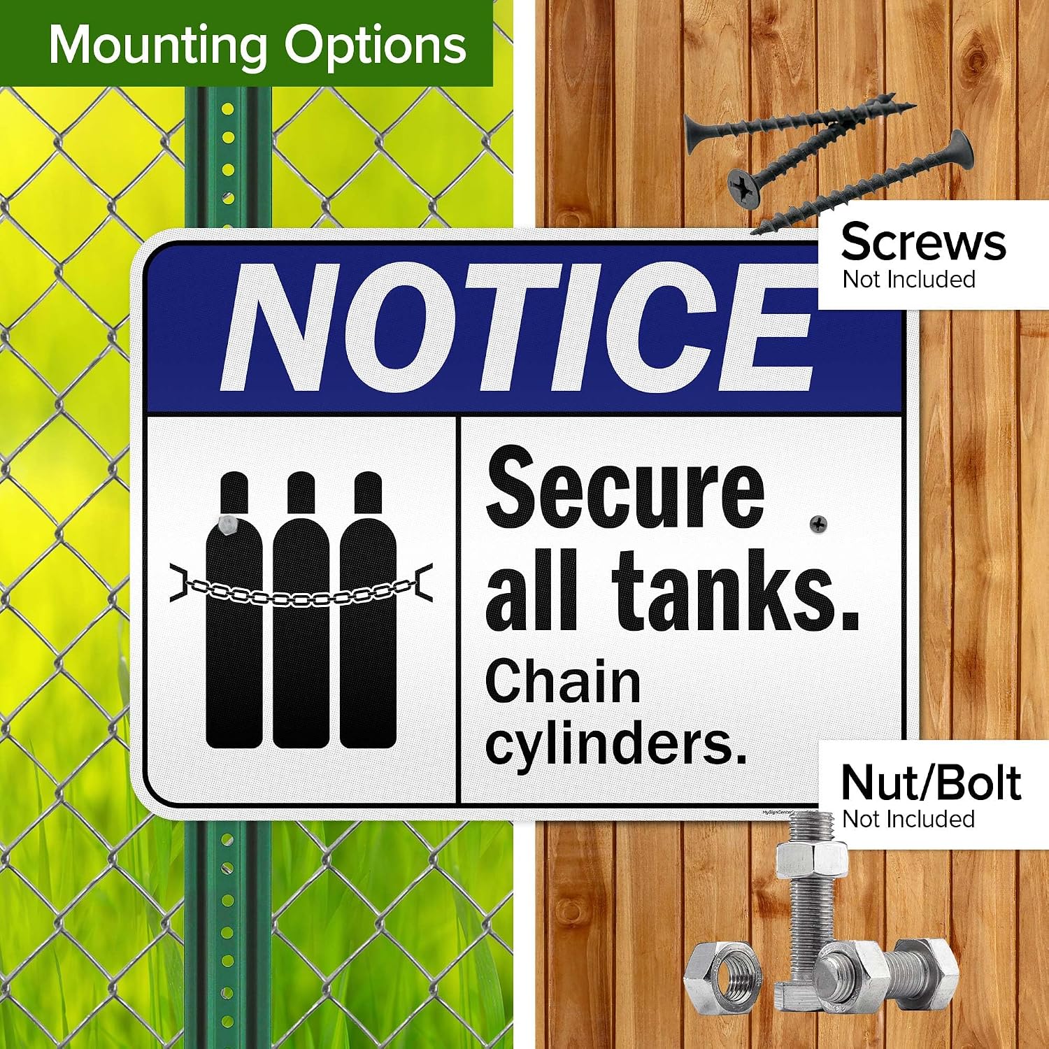 Notice Secure All Tanks Chain Cylinders Sign, (MS-24803) 18x24 Inches, 3M EGP Reflective .080 Aluminum, Fade Resistant, Made in USA by My Sign Center
