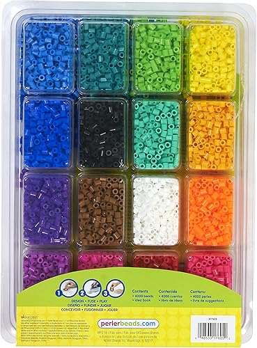 Miniatura 3 de Perler 17605 Juego de cuentas de fusibles surtidos con bandeja de almacenamiento y libro de patrones para artes y manualidades, multicolor, 4001