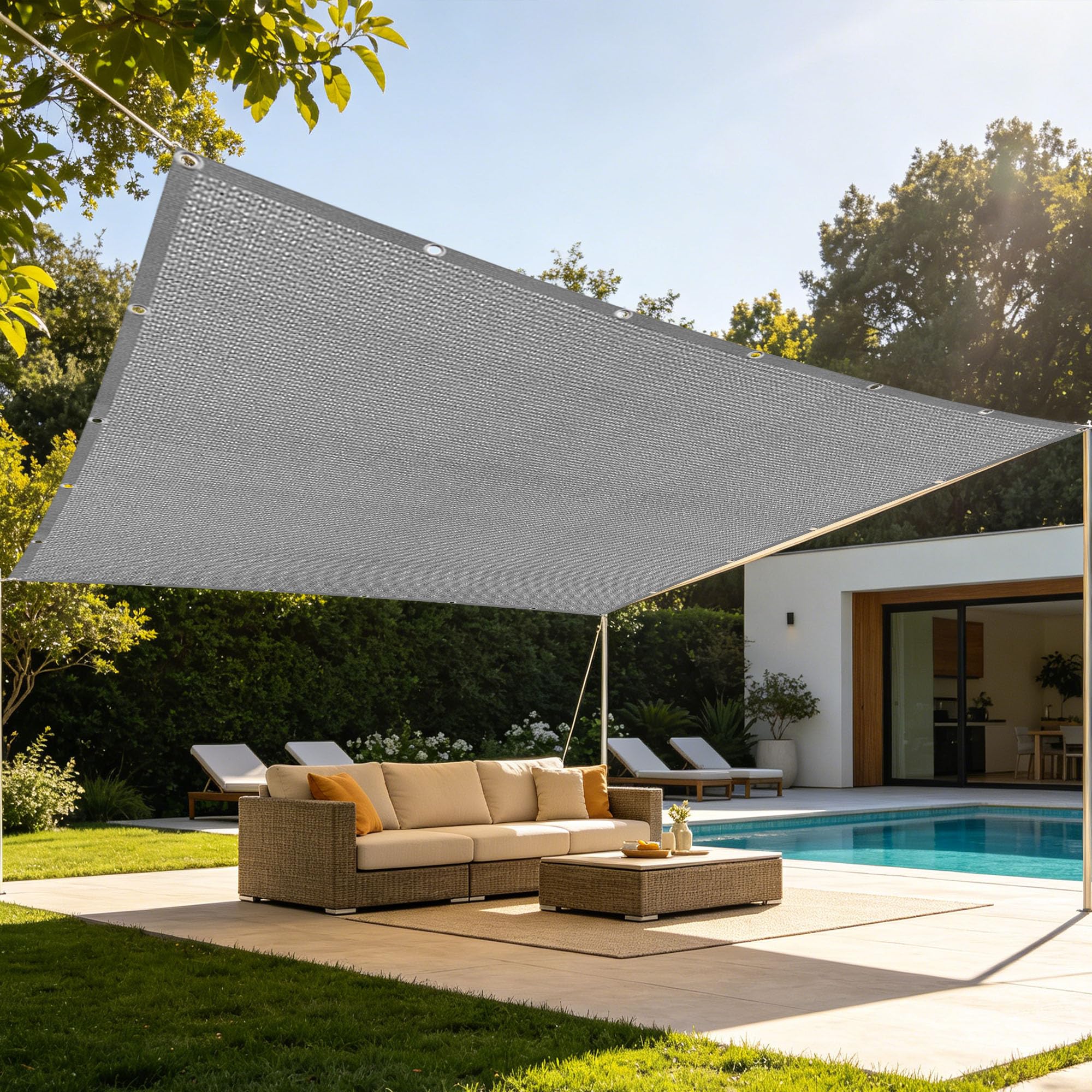 Filet d'ombrage rectangulaire gris clair 2.7 x 4.5 m renforcé pour pergola et serre
