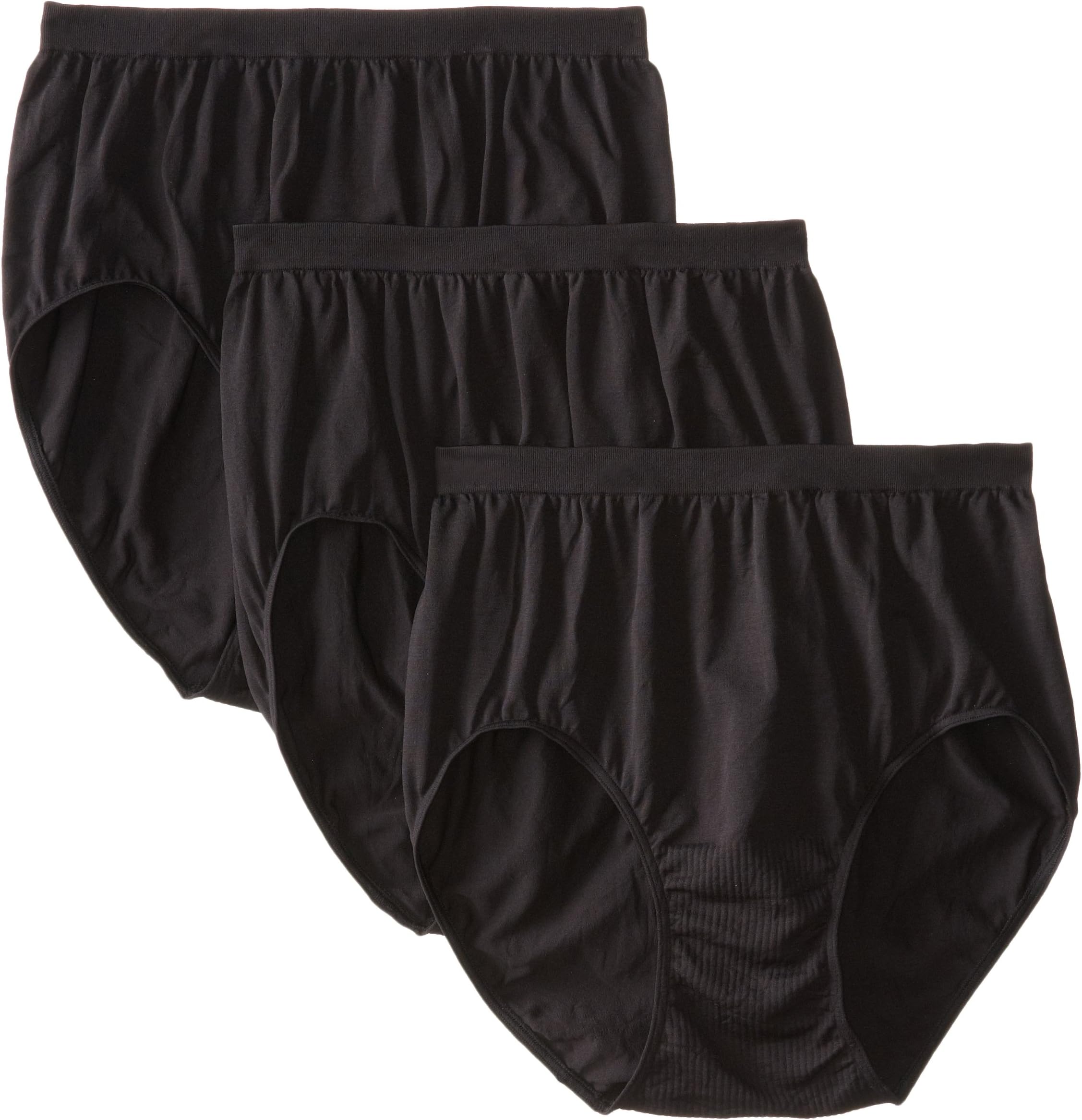 Women's Comfort Revolution Seamless Brief Underwear, Microfiber Stretch Panty, 3-pack