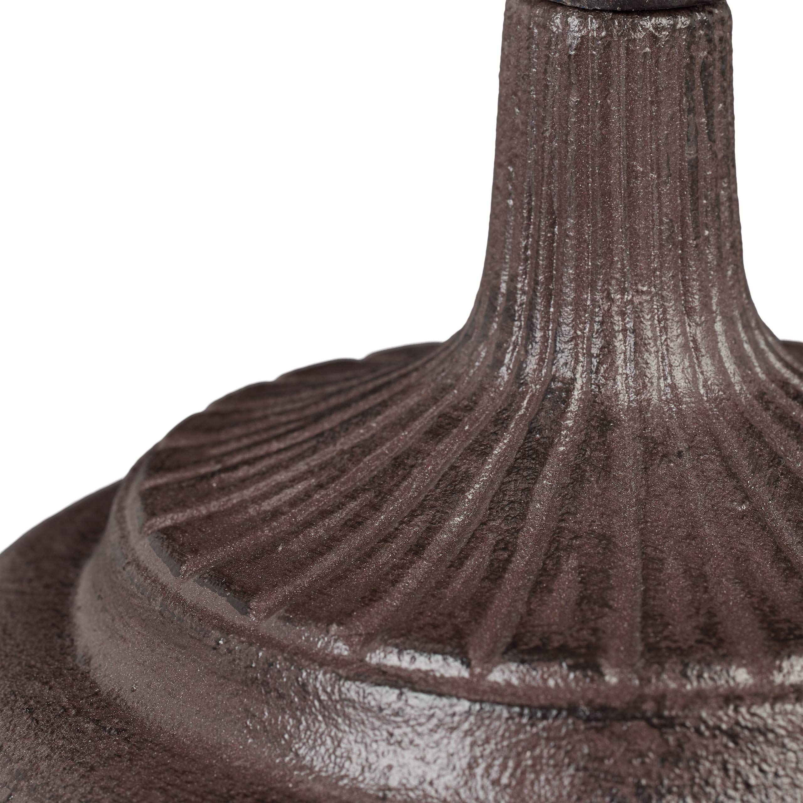 Relaxdays Bebedero Pájaros Grande de Pie, Hierro Fundido, Marrón, 74,5 cm de Alto