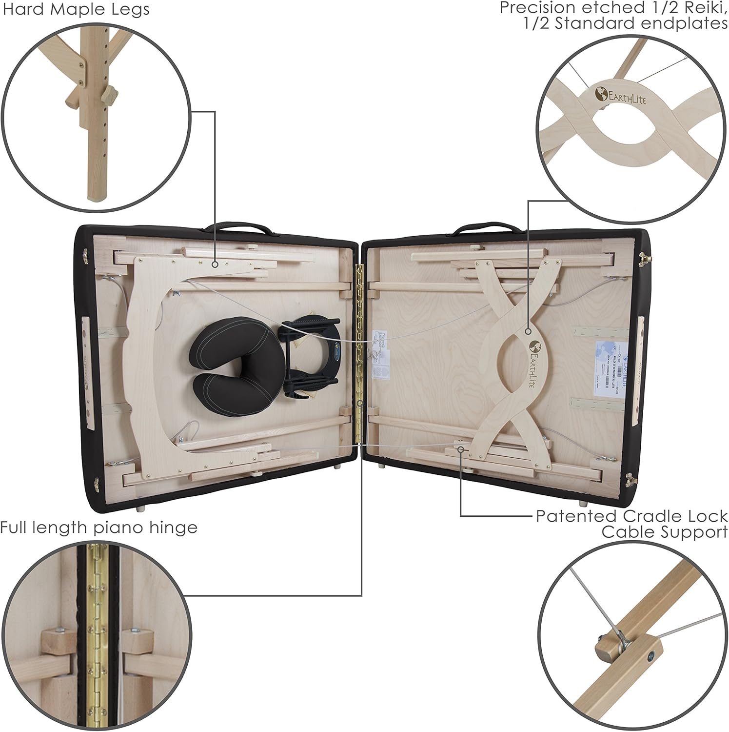 EARTHLITE Portable Massage Table Package AVALON – Reiki Endplate, Premium Flex-Rest Face Cradle & Strata Cushion, Carry Case (30”x73”) : Beauty & Personal Care