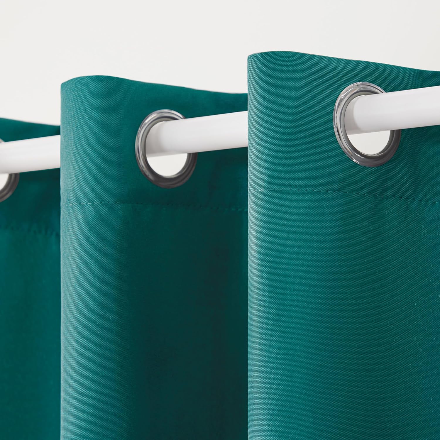 TOWN & COUNTRY BASICS Cabana Solid Heavyweight Indoor Outdoor Curtains, Light Filtering Opacity with Grommet Top, Water Repellent, 2-Pack Set, 54"x84", Dark Teal