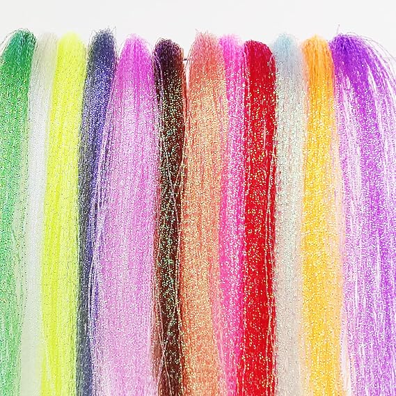 EUPHENG Crystal Flash Combo Kit 12 Colors Fly Tying Material Fishing Lure Making