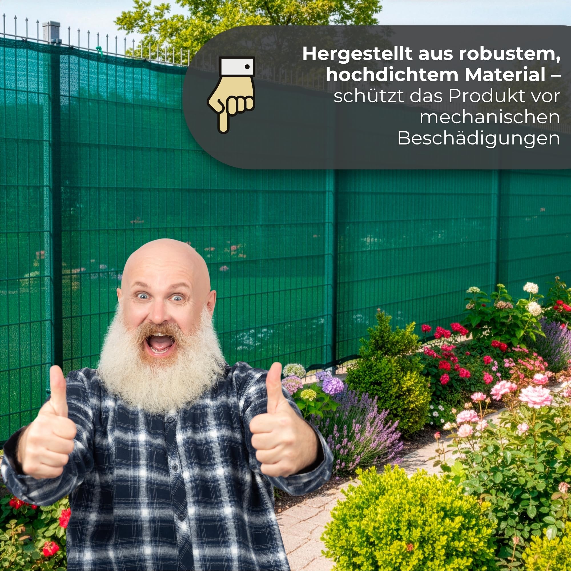 SPRINGOS Schattiernetz Beschattungsnetz 1,5 x 50 m 185 g/m² Zaunblende inkl. 200 Stück Kabelbinder