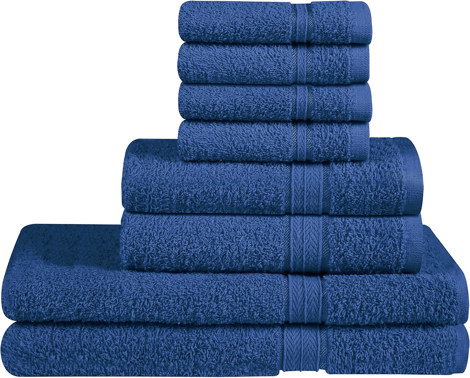 Beauty Threadz - 2 Bath Towels, 2 Hand Towels, & 4 Washcloths 100% Ringspun Cotton Hotel & Spa Quality 8 Piece Towel Set Ultra Soft & Fade Resistant Pack of 8 Cotton Towel Set 400 GSM (Midnight Blue)