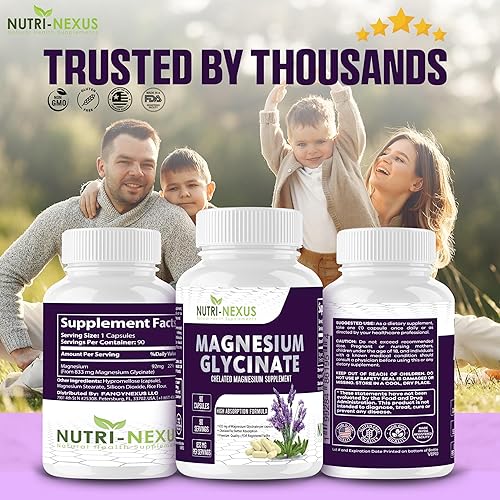 Miniatura 7 de Glicinato de magnesio 833 mg  90 cápsulas veganas  Suplemento de magnesio quelado de alta absorción para apoyar el sueño, los músculos, el corazón y