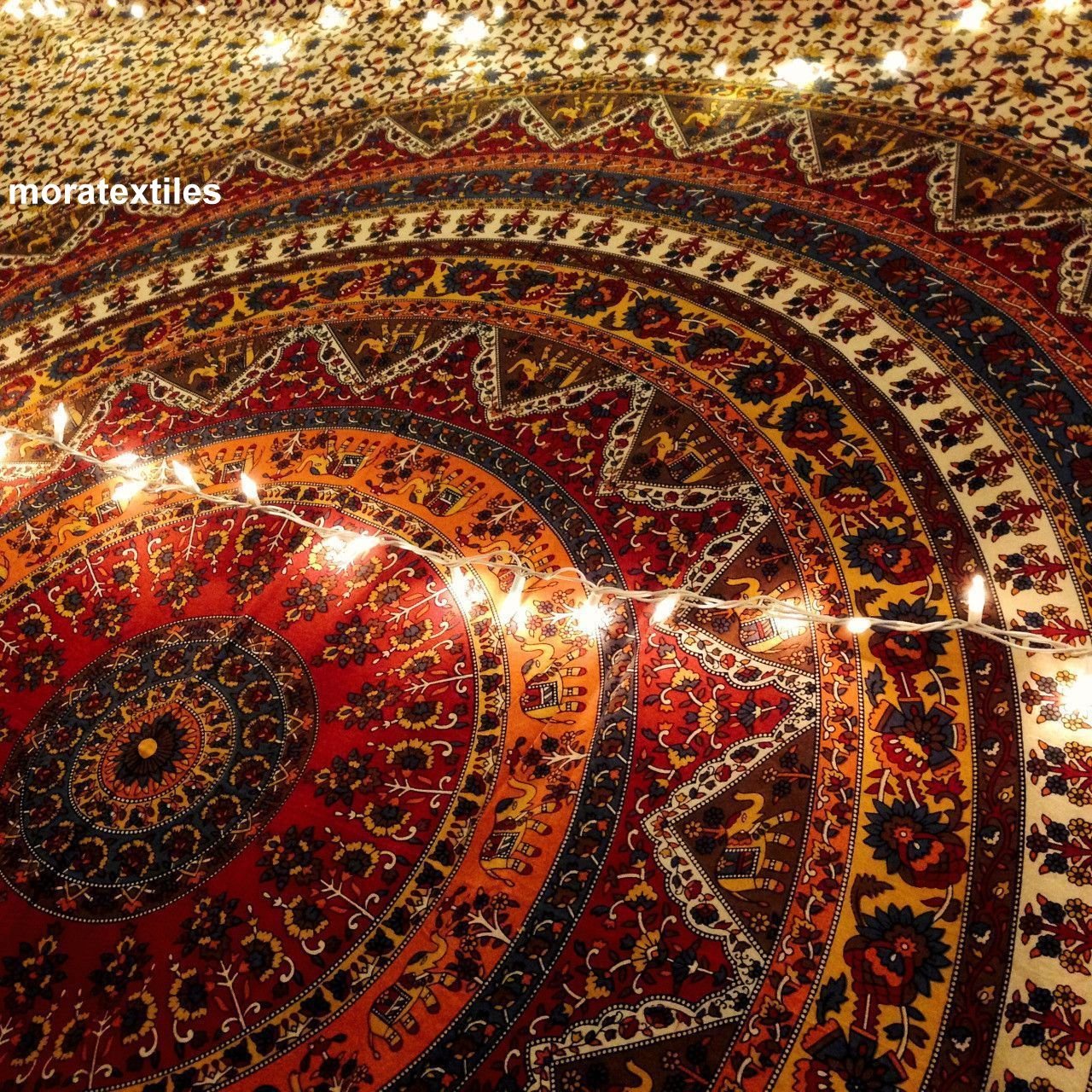 JB KIARA TEXTILESHippie Tapestry, Hippy Mandala Bohemian Tapestries, Indian Dorm Decor, Psychedelic Tapestry Wall Hanging Ethnic Decorative Tapestry Queen Red