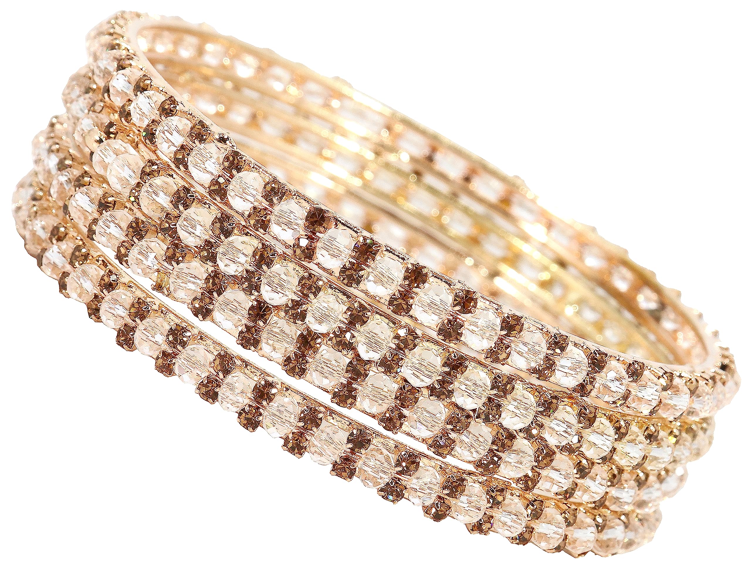 NMII Alloy Metal with Zircon Gemstone and Pearls Adorned Bangles Set For Girls and Women, (SM24-1799-(1)-Peach-2.2 Inches), Pack Of 4 Bangles Set (B0C7L77S8Q) Amazon Price History, Amazon Price Tracker