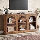 Tribesigns TV Consoles with Storage Cabinets, Television Stand for 55/60/65 Inch TV, Farmhouse Media Entertainment Center Stand for Living Room, Dark Brown