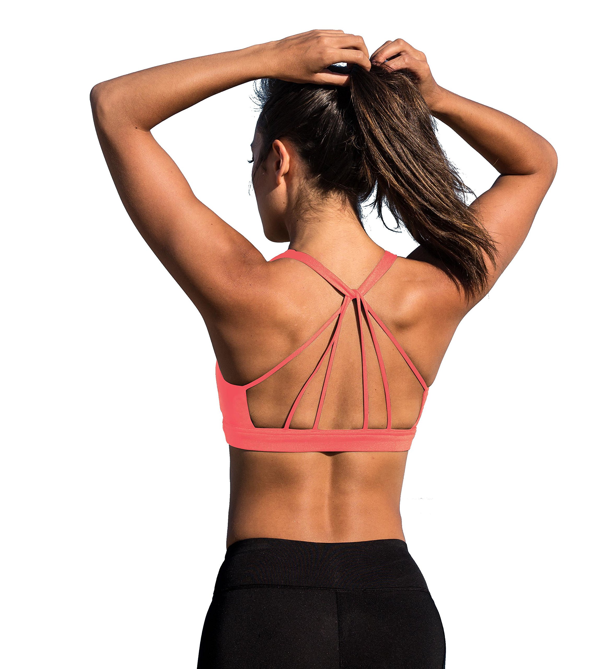 icyzone Reggiseno Sportivo Donna Imbottito Senza Ferretto Disegno della Linea Top Sportivo Donna Fitness Yoga Jogging Gym