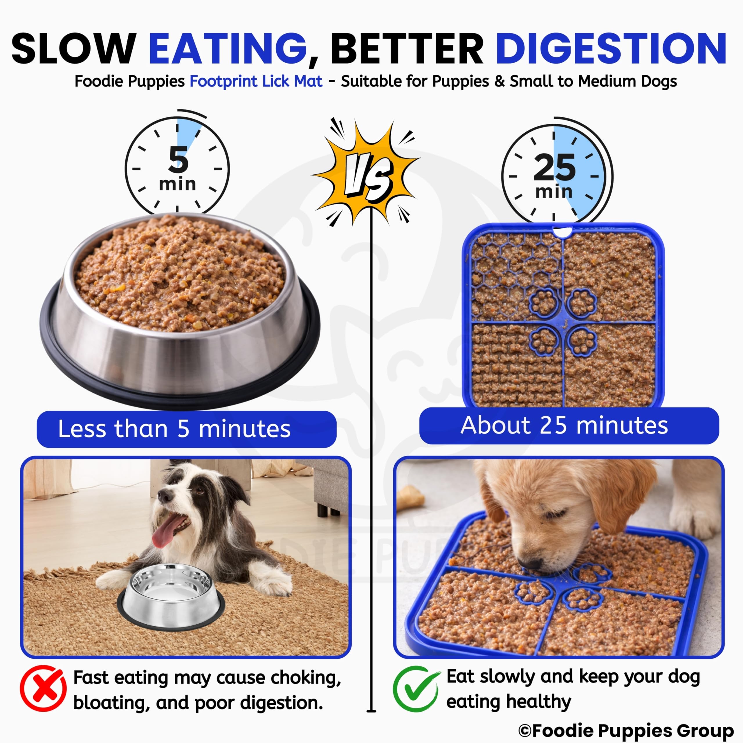 Foodie Puppies Pet Slow Feeding Licking Mat - (Footprint Lick Mat) for Dogs & Cats | Reduce Boredom Anxiety-Relief Silicone Lick Mat for Butter, Yogurt & Peanut Butter | Suitable for All Breeds Size 4