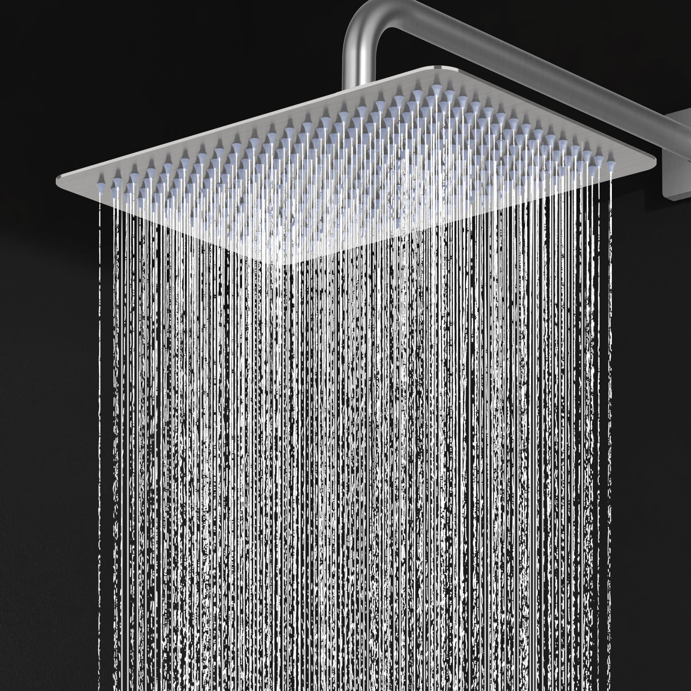 KES Doccia Soffione TUTTI Acciaio inossidabile 18/8 Grande Soffione Doccia Docce Fisse 30x20CM Doccia a Pioggia Soffione Doccia Regolabile Alta Pressione Spazzolato, J215S12F25-BS