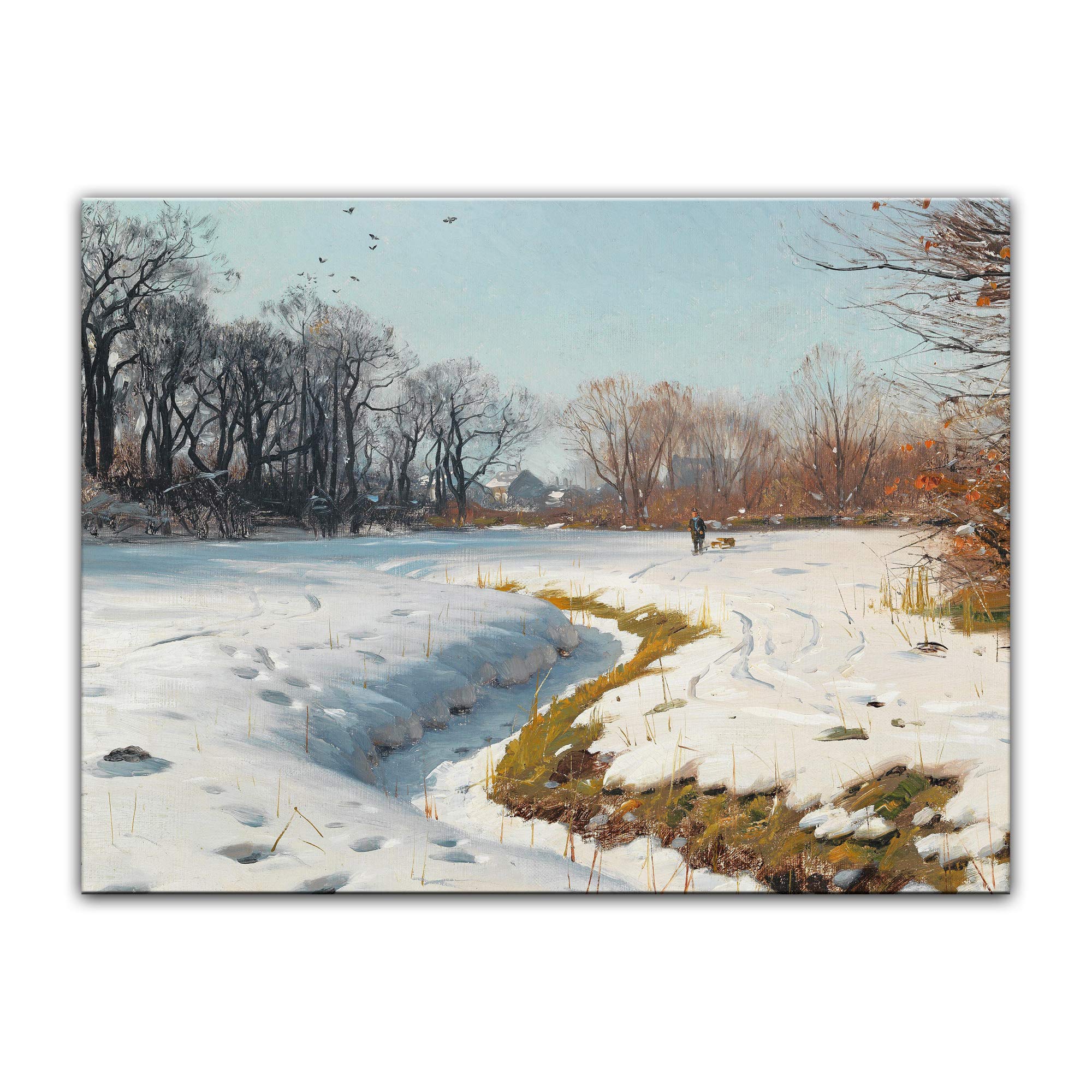 Bilderdepot24 Bild auf Leinwand | Peder Mork Mönsted - Ein sonniger Wintertag in 70x50 cm als Wandbild | Wand-deko Dekoration Wohnung alte Meister | NEU-181283-70x50-esw
