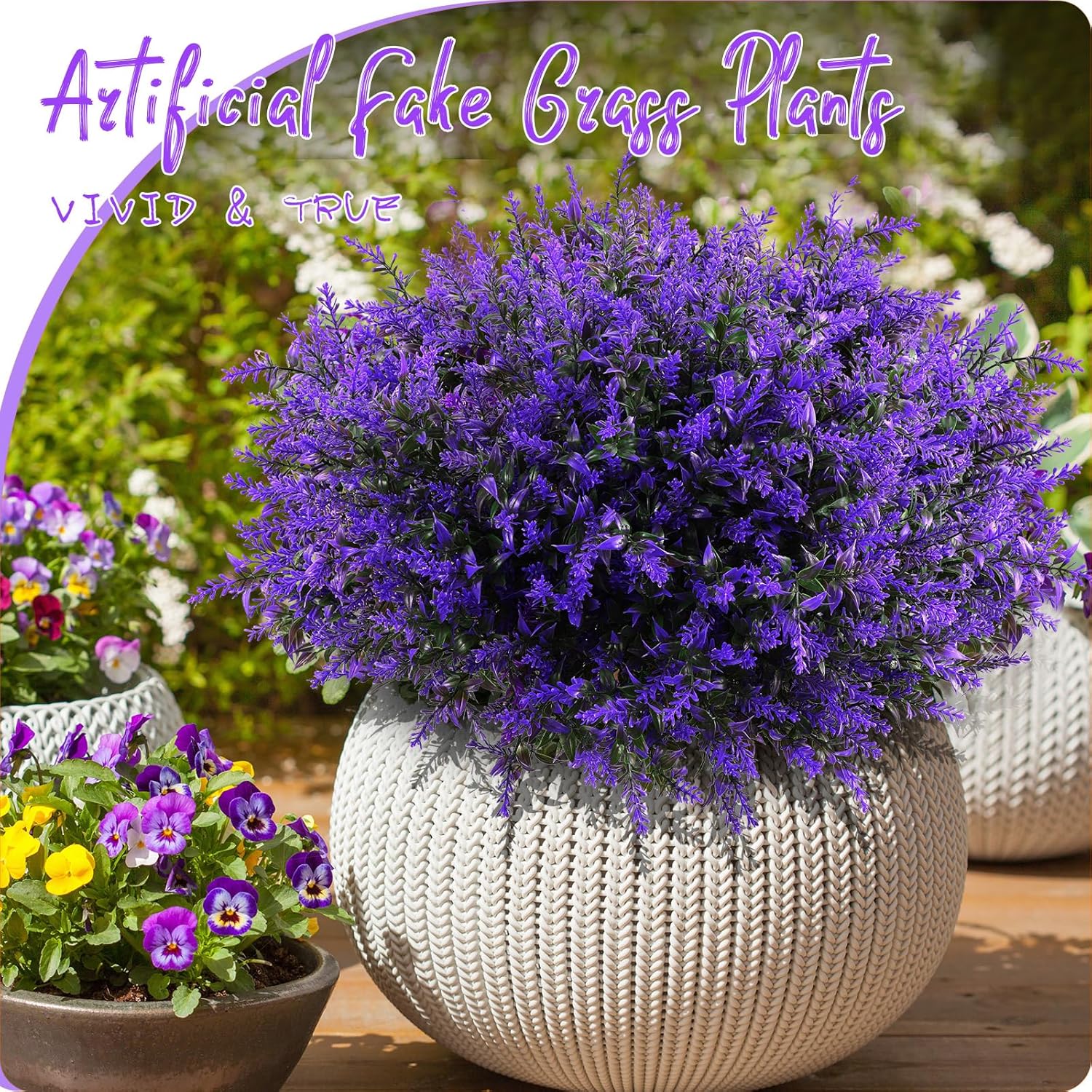 Janinka 80 Bundles Artificial Lavender Flowers False Outdoor Flowers UV Resistant Plastic Artificial Plants Fake Shrubs Bouquet Greenery Bushes for Outdoor Garden Home (Purple)
