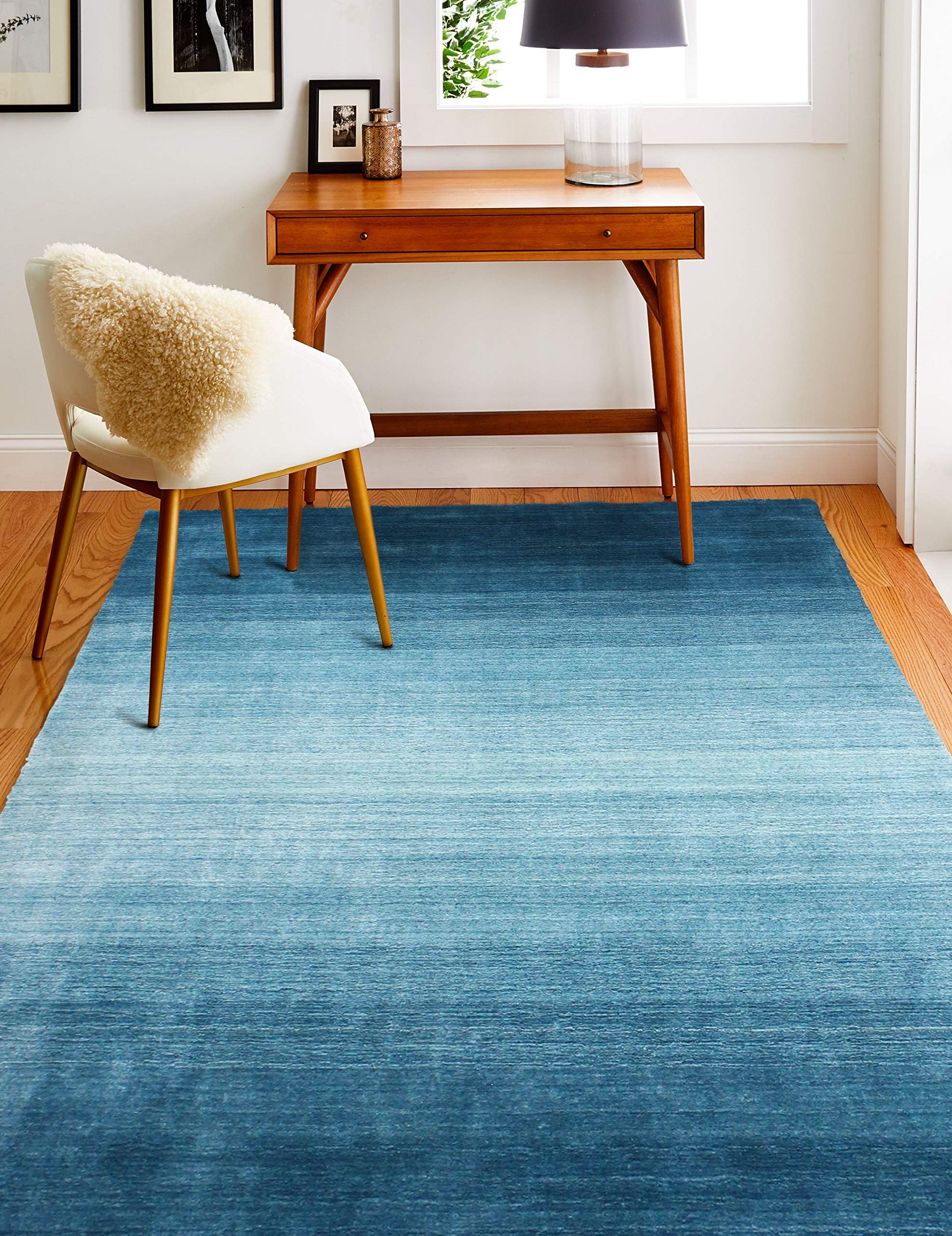Bashian Terrain Hand Loomed Turquoise Area Rug, 7.9x9.9 (Terrain BNH1)