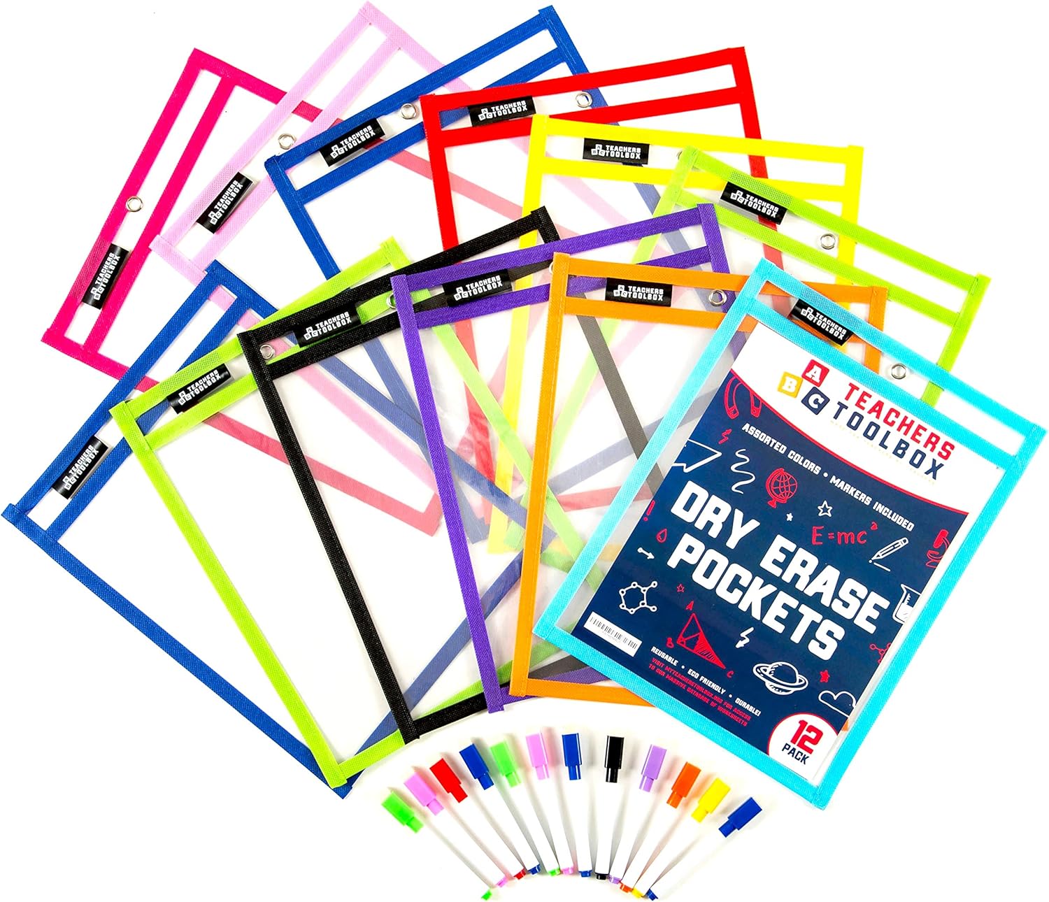 Dry Erase Pockets 12pc [10” x 13”] +Free PENS +Bonus 900