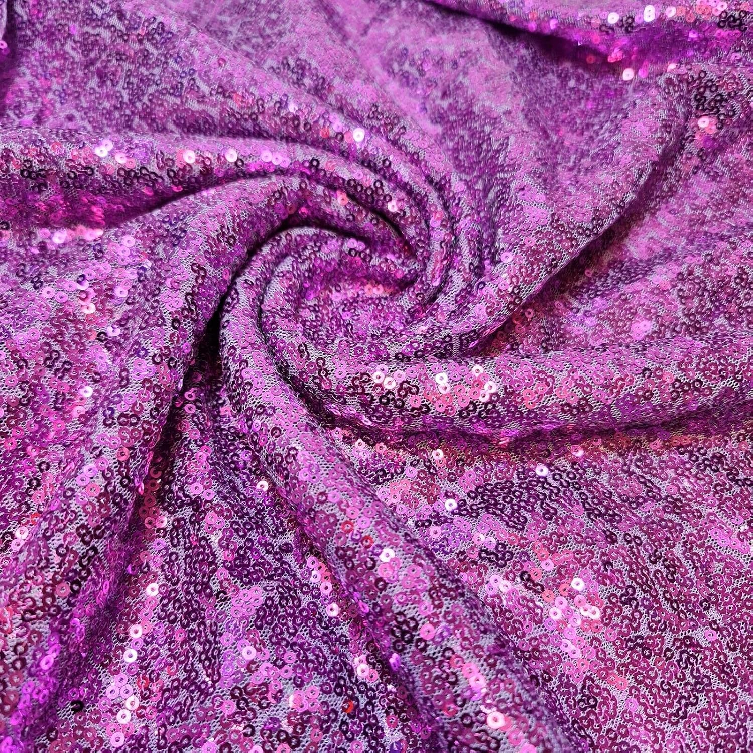 Sparkly Sequin Shiny Bling Decorations Dress Craft Fabric Material 58" Net with - 130cm Wide Sold As 1 Meter Pre - Cut Lengths (Lilac)