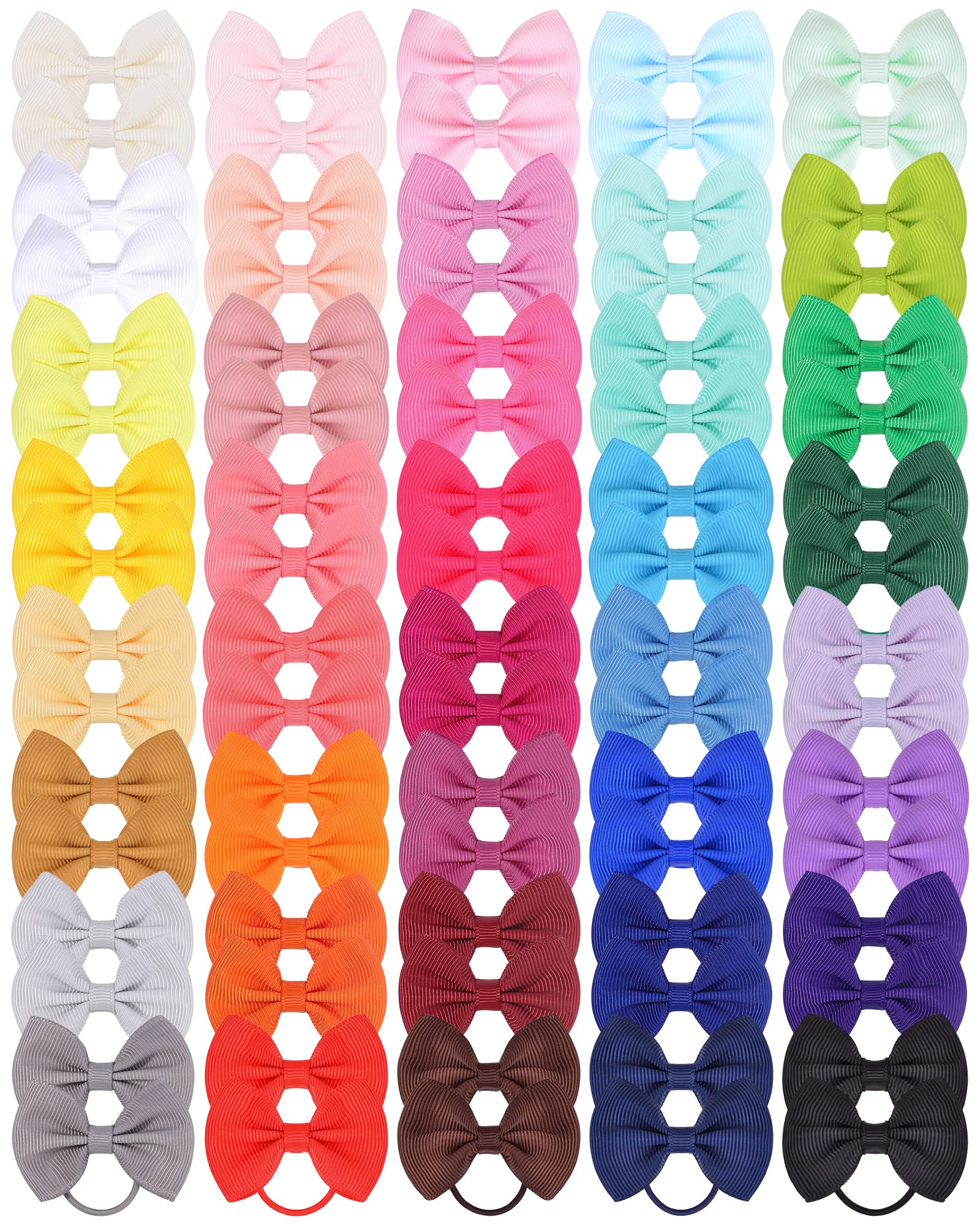 Baby Hair Ties with Bows, 80-Piece Small Elastic Toddler Ponytail Holders for Baby Girls Infants Kids Hair Accessories (2 Inch)