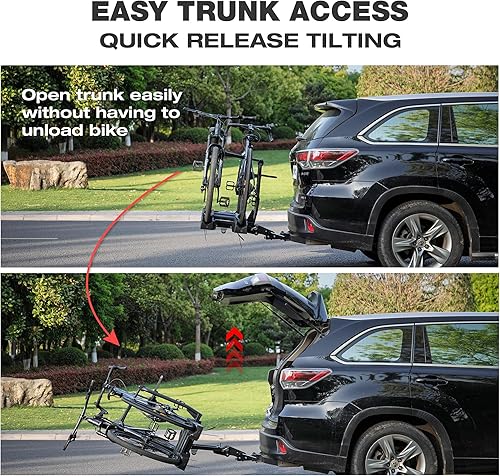 Miniatura 4 de Soporte para bicicleta eléctrica de enganche de 200 libras de capacidad, bastidor plegable inclinable para bicicletas - Portabicicletas para