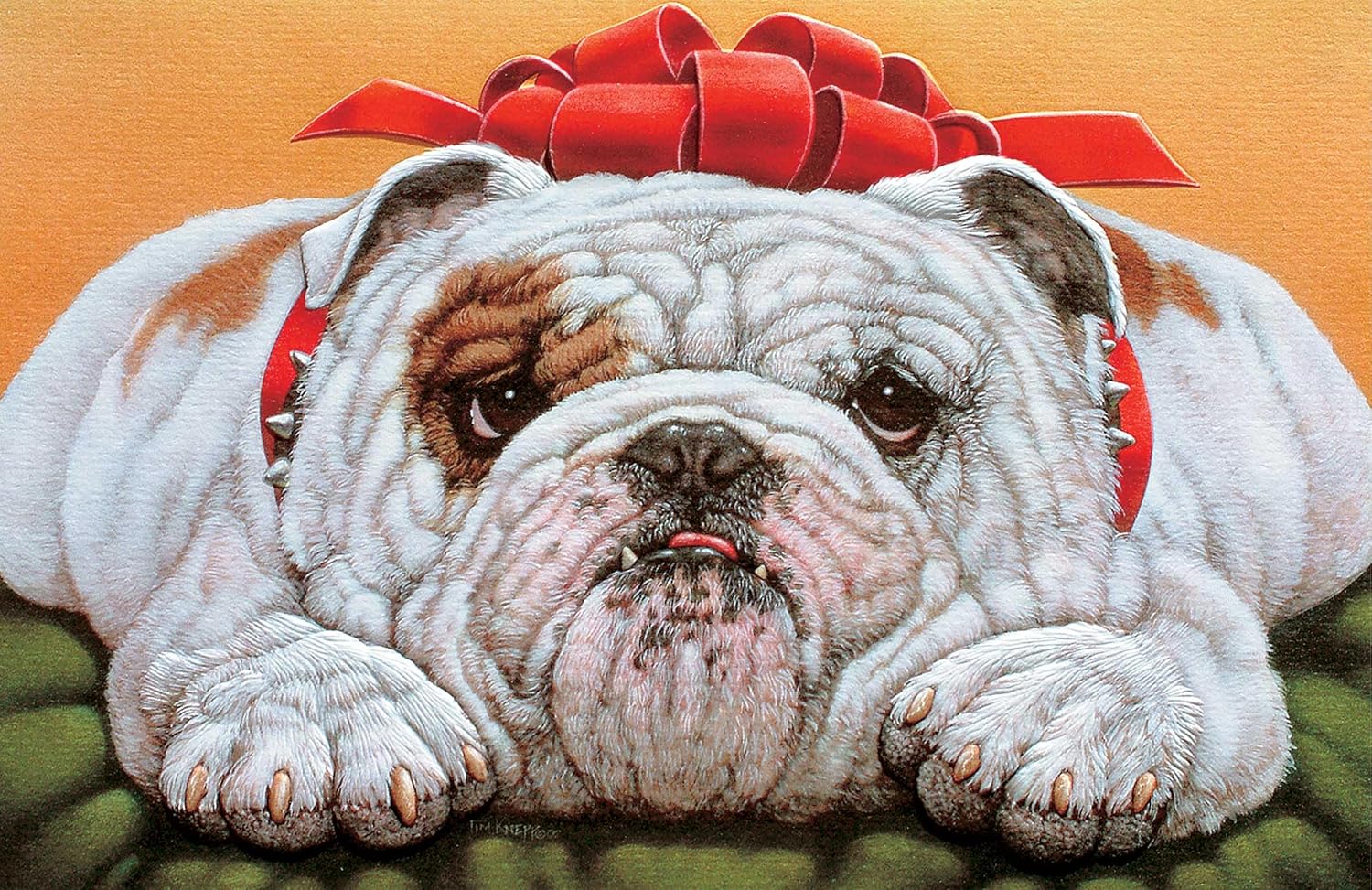 Embossed Christmas Greeting Cards Boxed Set – Holiday Bulldog, 16 Count