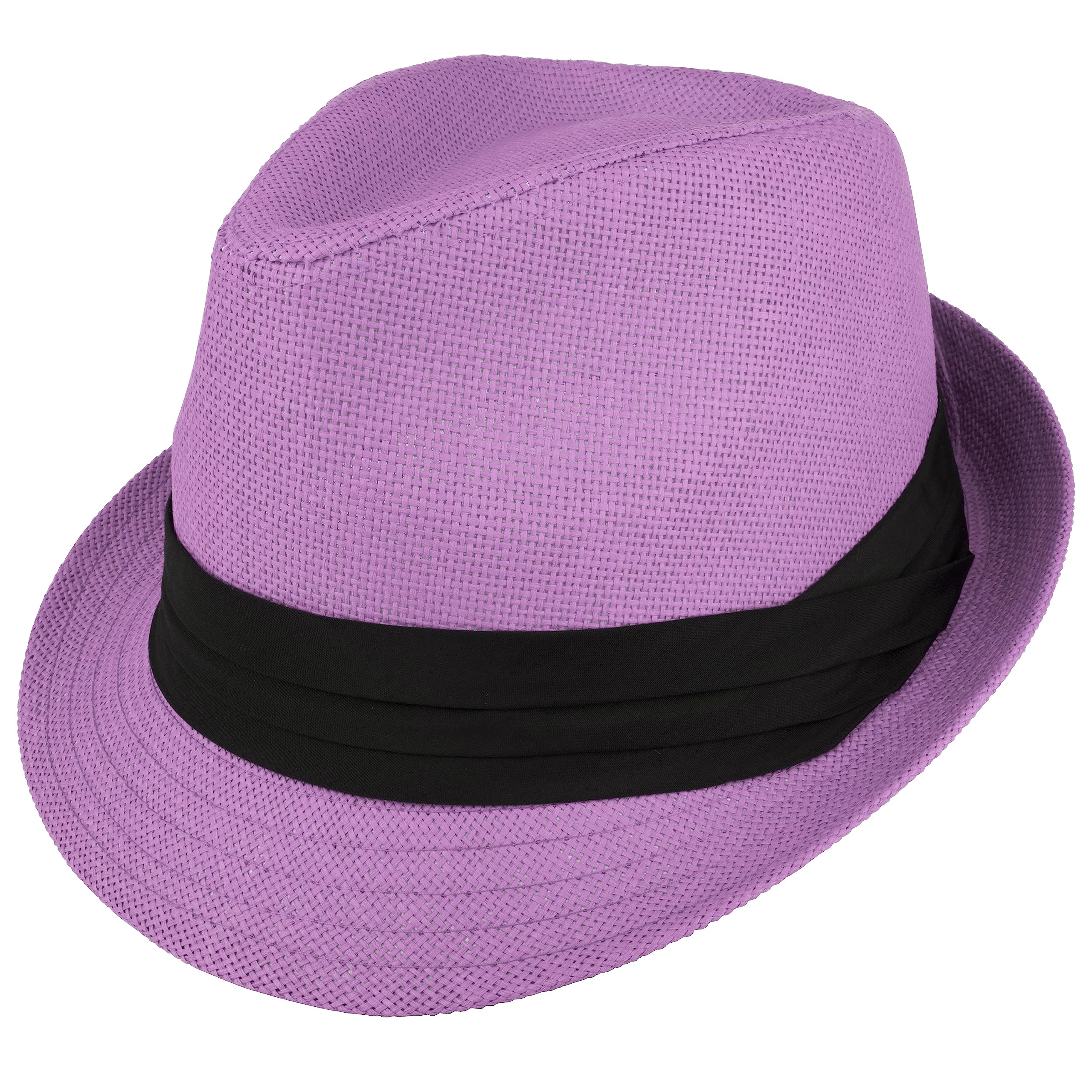 Gelante Summer Fedora Panama Straw Hats with Black Band