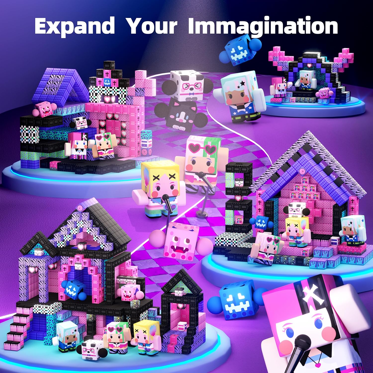 GobiDex 108PCS Magnetic Building Blocks & Figures Playset - STEM Princess Sensory Toys to Build a MagWonder World, Pretend Play Birthday Gift for Girls Ages 3+ (0.8 in)