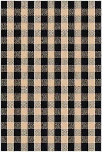 Vista 134 de KILOCOCO Alfombra de rayas beige de 2.3 x 3.6 pies para interiores y exteriores, alfombra tejida a mano de algodón lavable a rayas para puerta Rayas