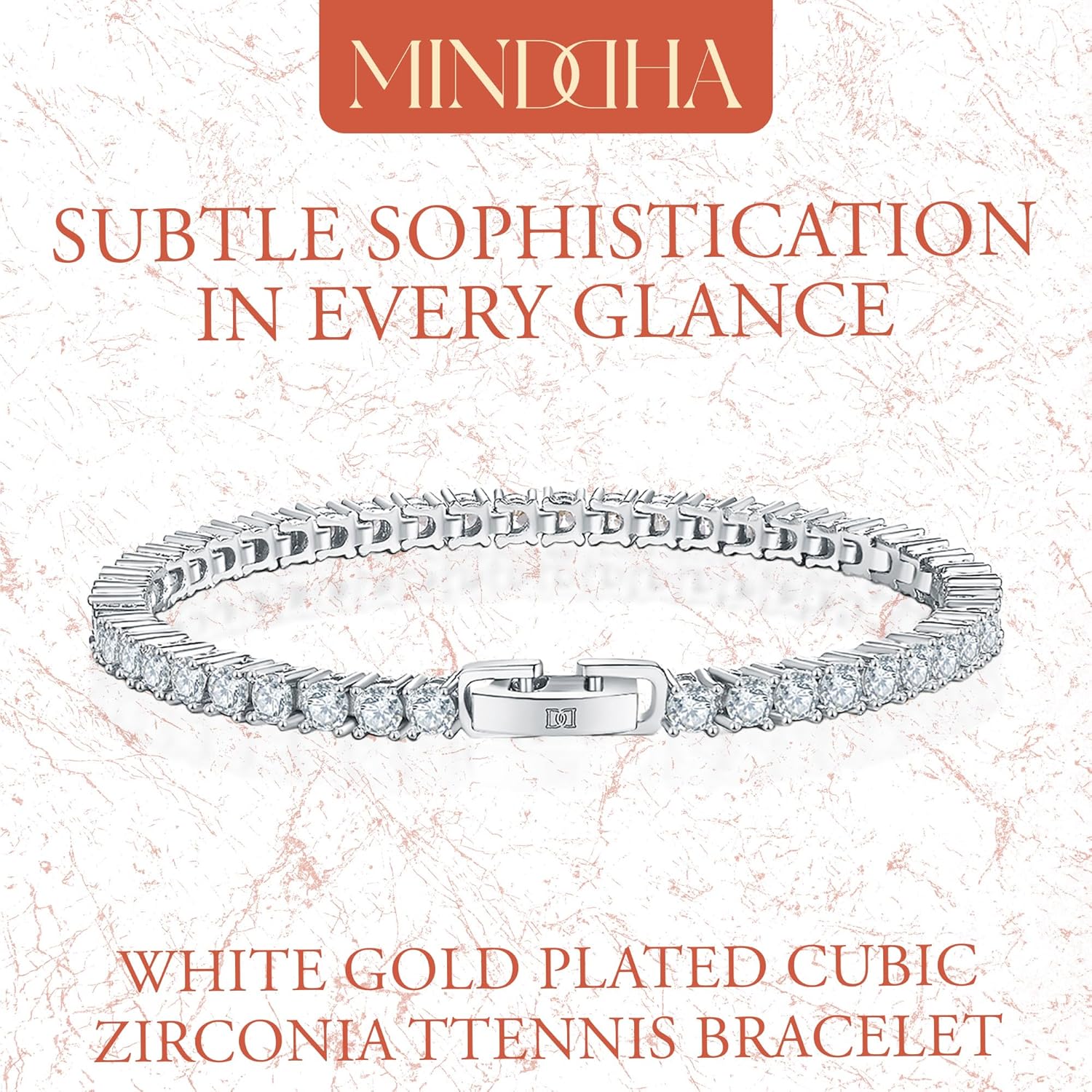 MINDDHA 14K Gold/White Gold Plated Cubic Zirconia Tennis Bracelet | Silver, Gold Bracelets for Women | Elegant CZ Tennis Bracelet for Women, Thin, Dainty, & Classic, Size 6-8 Inch - Image 7