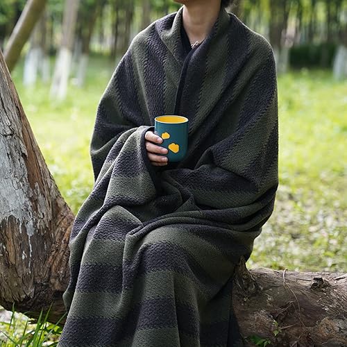 Miniatura 2 de PuTian Manta de lana merina, 63 x 51 pulgadas de grosor, cálida y suave, ideal para camping, al aire libre, viajes, automóvil, sofá, todas las