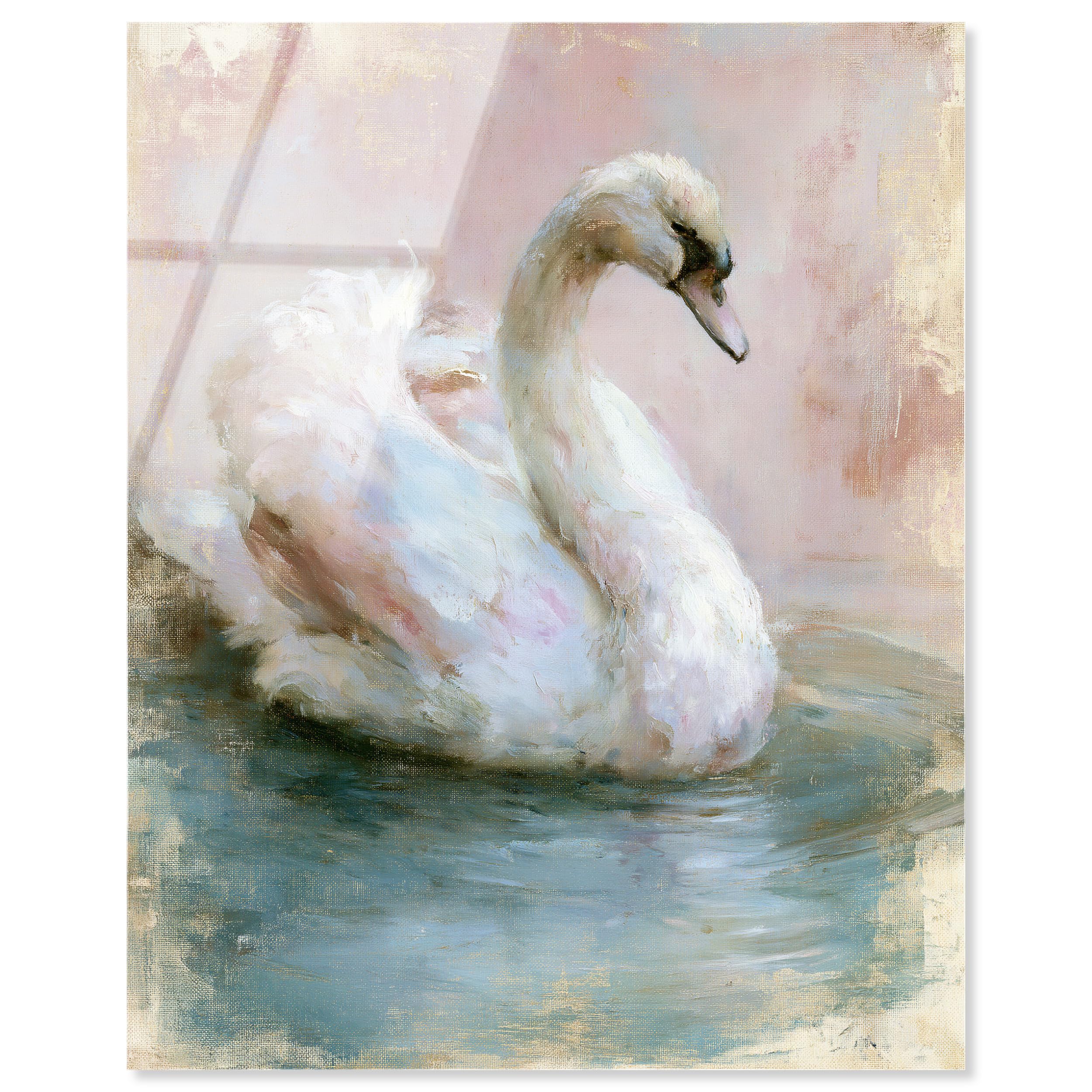 Art Remedy Rosy Swan III Acryldruck, Bauernhaus, Wandkunst, fertig zum Aufhängen, 20 x 24 cm