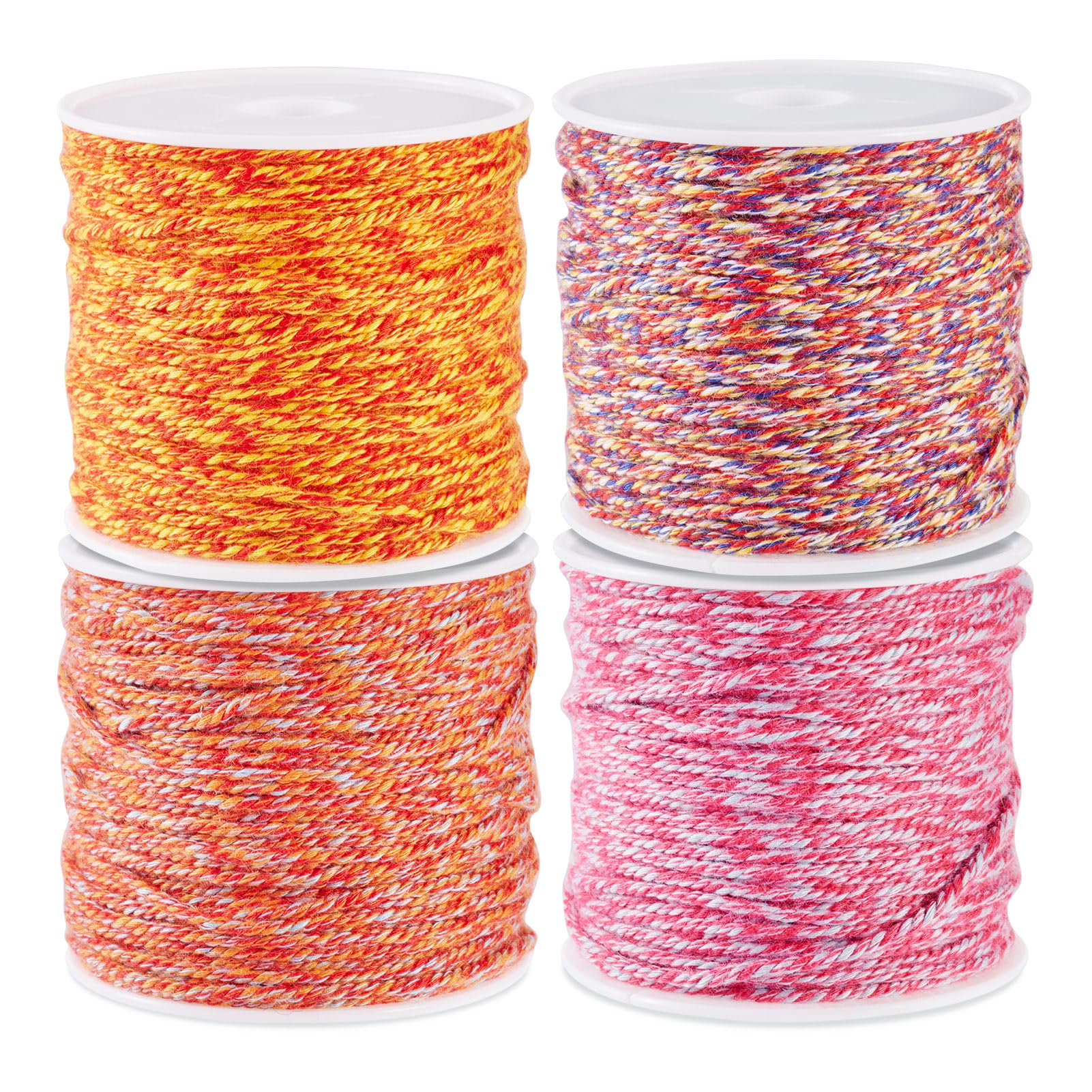 Spritewelry 4 Rolls 1.2mm Braided Cord Thread Polyester Twine Macrame Cord Round Beading String for DIY Crafts Bracelet Necklace Jewelry Making Orange Red