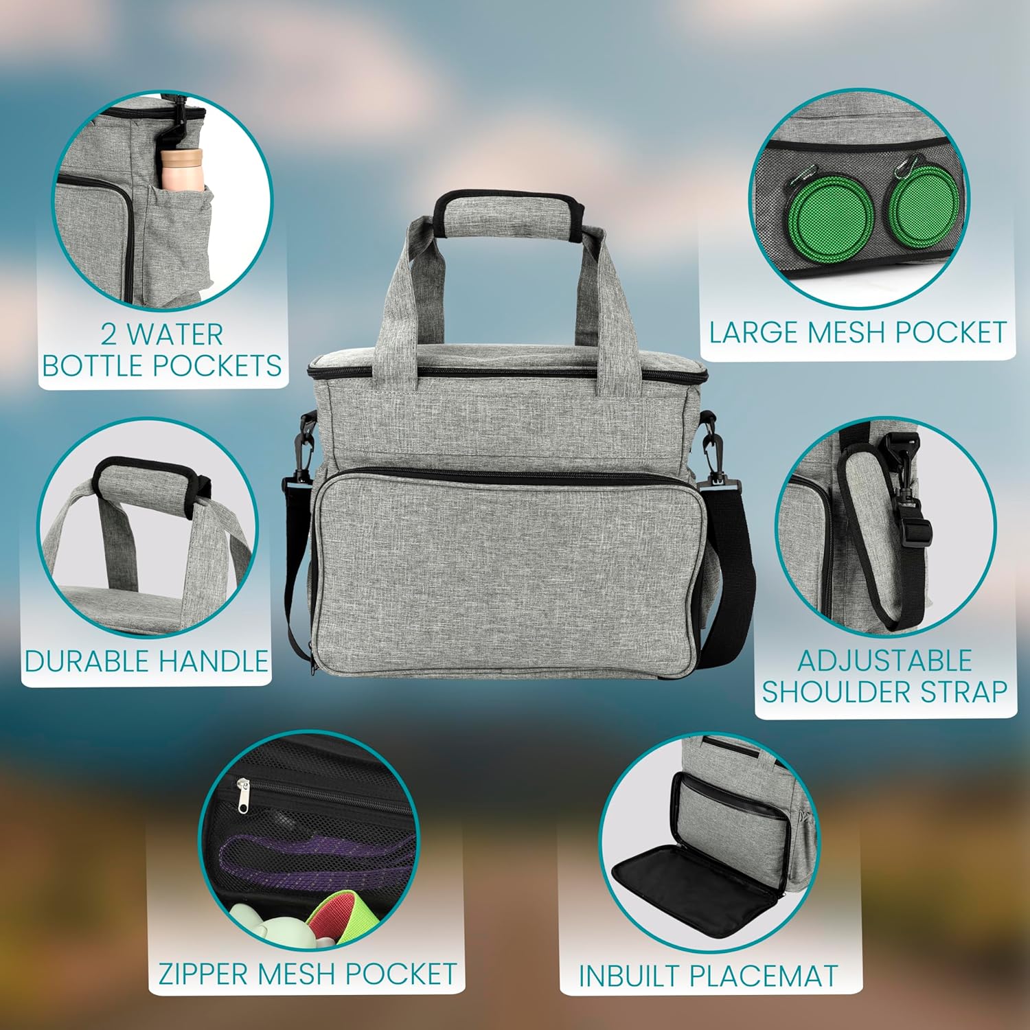 BELLE VOUS Dog Travel Bag with Collapsible Food Bowls - Portable Tote Organiser with Multifunction Pockets - Pet Food Container Weekend Travel Bag Set 4 91eKqz2vbTL. AC SL1500